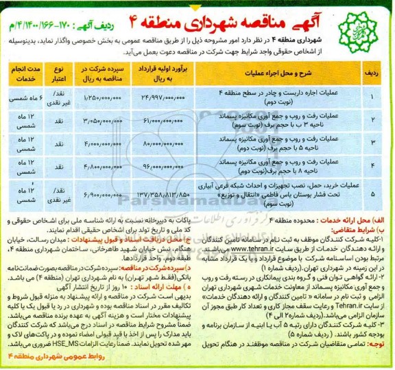 مناقصه عملیات اجاره داربست و چادر در سطح ....