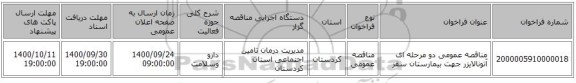 مناقصه عمومی دو مرحله ای آتونالایزر جهت بیمارستان سقز 