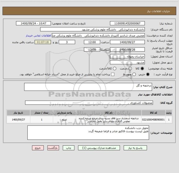 استعلام درختچه و گل