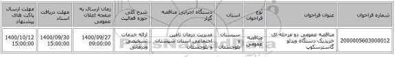 مناقصه عمومی دو مرحله ای خریدیک دستگاه ویدئو گاسترسکوپ 