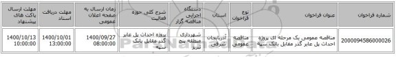 مناقصه عمومی یک مرحله ای  پروژه احداث پل عابر گذر مقابل بانک سپه