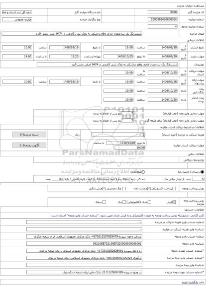 ششدانگ یک ساختمان اداری واقع دراشکذر به پلاک ثبتی 2فرعی از 9474 اصلی بخش 9یزد