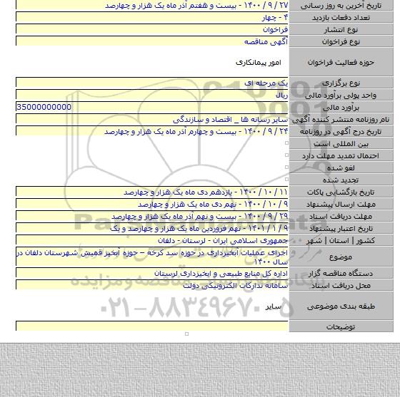 اجرای عملیات آبخیزداری در حوزه سد کرخه – حوزه آبخیز قمیش شهرستان دلفان در سال ۱۴۰۰