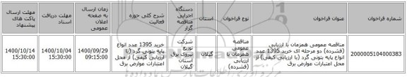 مناقصه عمومی همزمان با ارزیابی (فشرده) دو مرحله ای خرید 1395 عدد انواع پایه بتونی گرد (با ارزیابی کیفی) از محل اعتبارات عوارض برق