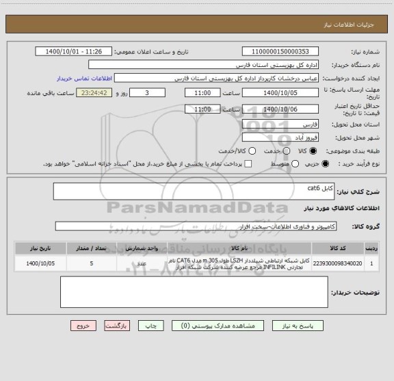 استعلام کابل cat6