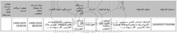 فراخوان ارزیابی کیفی سرویس ،کالیبراسیون و تعمیرکنتورهای توربینی ماک آکتاریس ،گاز سوزان و ...