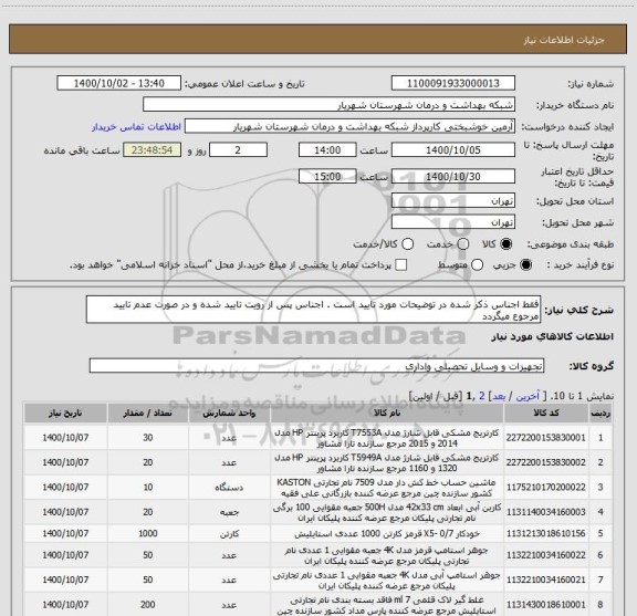 استعلام فقط اجناس ذکر شده در توضیحات مورد تایید است . اجناس پس از رویت تایید شده و در صورت عدم تایید مرجوع میگردد