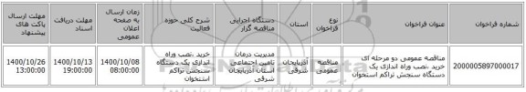 مناقصه عمومی دو مرحله ای خرید ،نصب وراه اندازی یک دستگاه سنجش تراکم استخوان