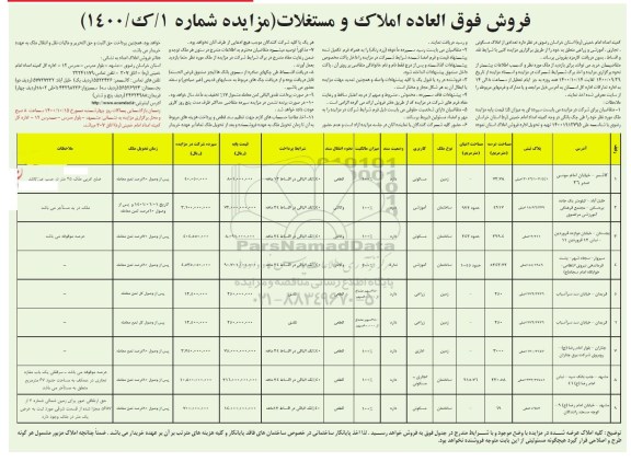 مزایده،مزایده فروش املاک و مستغلات