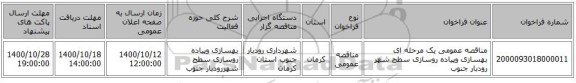 مناقصه عمومی یک مرحله ای بهسازی وپیاده روسازی سطح شهر رودبار جنوب