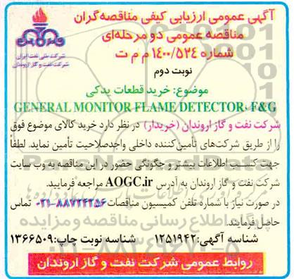 ارزیابی کیفی، آگهی عمومی ارزیابی مناقصه خرید قطعات یدکی GENERAL MONITOR FLAME DETECTOR F & G