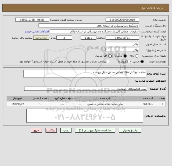 استعلام ساخت روکش های دندانی مطابق فایل پیوست