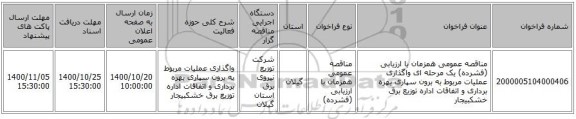 مناقصه عمومی همزمان با ارزیابی (فشرده) یک مرحله ای واگذاری عملیات مربوط به برون سپاری بهره برداری و اتفاقات اداره توزیع برق خشکبیجار