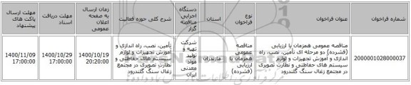 مناقصه عمومی همزمان با ارزیابی (فشرده) دو مرحله ای تأمین، نصب، راه اندازی و آموزش تجهیزات و لوازم سیستم های حفاظتی و نظارت تصویری در مجتمع زغال سنگ گلندرود