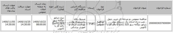 مناقصه عمومی دو مرحله ای خرید، حمل ، نصب و راه اندازی یک دستگاه دیزل ژنراتور دوگانه سوز 325 (کا.و.آ) دائم کار با کانوپی