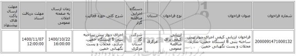 فراخوان ارزیابی کیفی اجرای دیوار پیش ساخته بتنی 8 ایستگاه خمین، شازند، محلات و پست نگهبانی خمین