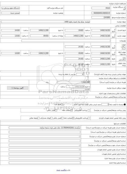 مزایده  مرکز ترک اعتیاد پاتاوه 1400