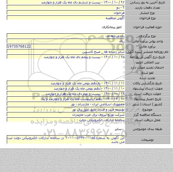 توسعه فیدر و قدرت مانور امور برق نور