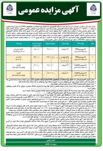 مزایده، مزایده فروش 4 دستگاه الکتروموتور ضد انفجار