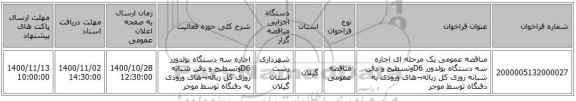 مناقصه عمومی یک مرحله ای اجاره سه دستگاه بولدوزر D6وتسطیح و دفن شبانه روزی کل زباله¬های ورودی به دفنگاه توسط موجر