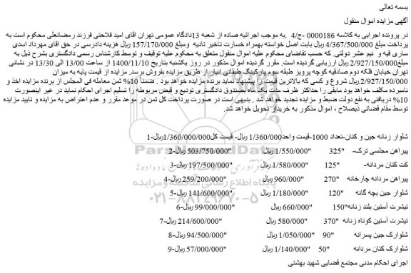 مزایده،مزایده فروش 1-شلوار زنانه جین و کتان و..