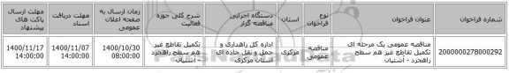 مناقصه عمومی یک مرحله ای تکمیل تقاطع غیر هم سطح راهجرد - آشتیان