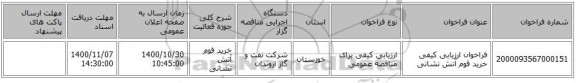 مناقصه، فراخوان ارزیابی کیفی خرید فوم آتش نشانی ، سامانه تدارکات الکترونیکی دولت