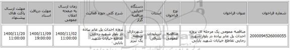 مناقصه عمومی یک مرحله ای پروژه احداث پل عابر پیاده در بلوار شهید رجایی تقاطع خیابان شهید بابایی 