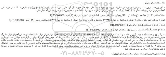 مزایده،مزایده فروش دستگاه بالابر تک فاز حمل مصالح ساختمانی با الکتروموتور ، گیربکس و...