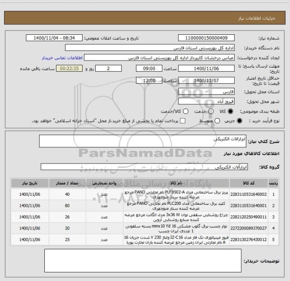 استعلام ابزارالات الکتریکی