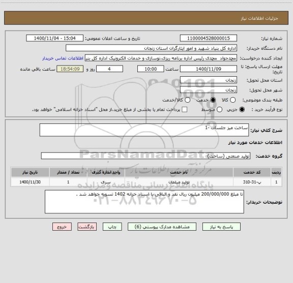 استعلام ساخت میز جلسات -1