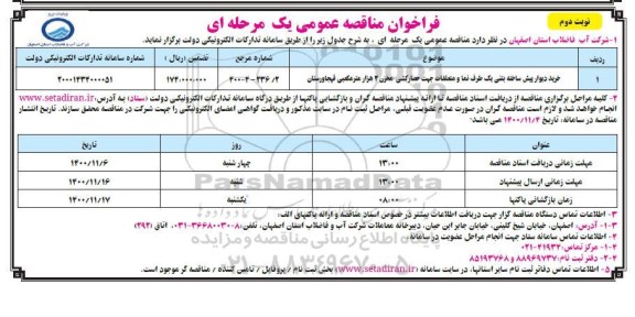 مناقصه، مناقصه خرید دیوار پیش ساخته بتنی یک طرف نما و متعلقات ...- نوبت دوم 