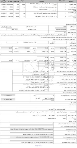 مزایده ، انواع لوازم الکترونیکی -بازدید انبار 21 
 کالا با توجه به شرایط موجود قیمت گذاری شده است)روئیت کالا الزامی می باشد در غ