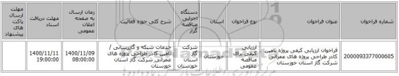 فراخوان ارزیابی کیفی پروژه تامین کادر طراحی پروژه های عمرانی شرکت گاز استان خوزستان