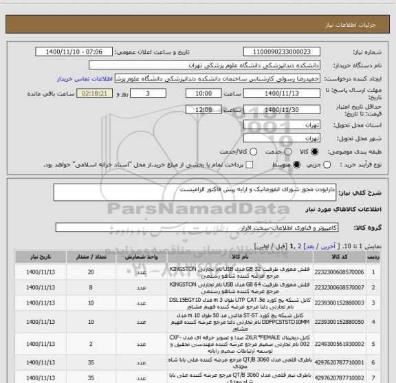 استعلام دارابودن مجوز شورای انفورماتیک و ارایه پیش فاکتور الزامیست 