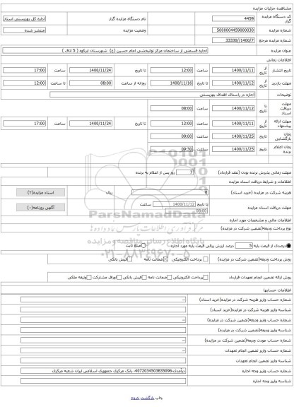 اجاره قسمتی از ساختمان مرکز توانبخشی امام حسین (ع)  شهرستان ابرکوه ( 5 اتاق )