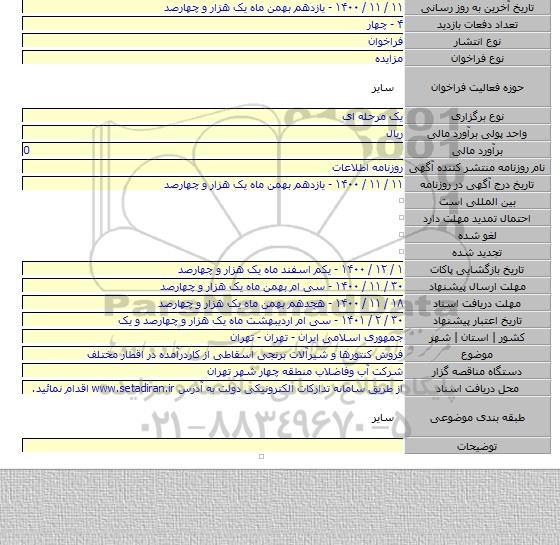 فروش کنتورها و شیرآلات برنجی اسقاطی از کاردرآمده در اقطار مختلف