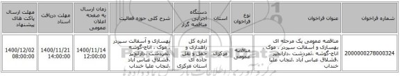 مناقصه عمومی یک مرحله ای بهسازی و آسفالت سیردر ، موک ، اناج-گوشه ،ثمردشت ،دارانجیر ،قشلاق عباس آباد ،لنجاب علیا خنداب