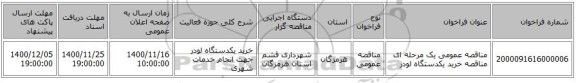 مناقصه عمومی یک مرحله ای مناقصه خرید یکدستگاه لودر