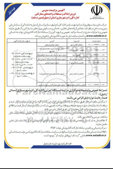 مزایده، مزایده فروش املاک و مستغلات واحدهای مشارکتی 