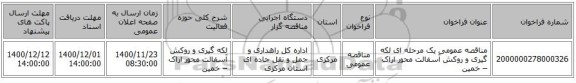 مناقصه عمومی یک مرحله ای لکه گیری و روکش آسفالت محور اراک – خمین 