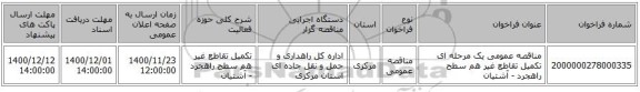 مناقصه عمومی یک مرحله ای تکمیل تقاطع غیر هم سطح راهجرد - آشتیان