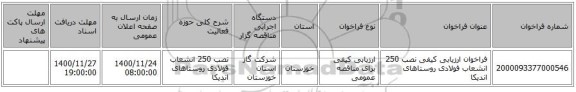 فراخوان ارزیابی کیفی نصب 250 انشعاب فولادی روستاهای اندیکا