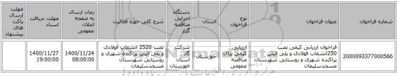 فراخوان ارزیابی کیفی نصب 250انشعاب فولادی و پلی اتیلن پراکنده شهری و روستایی شهرستان مسجدسلیمان