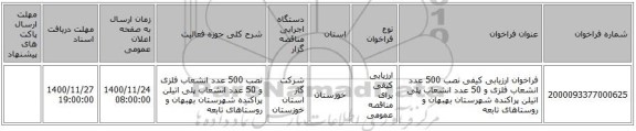 فراخوان ارزیابی کیفی نصب 500 عدد انشعاب فلزی و 50 عدد انشعاب پلی اتیلن پراکنده شهرستان بهبهان و روستاهای تابعه