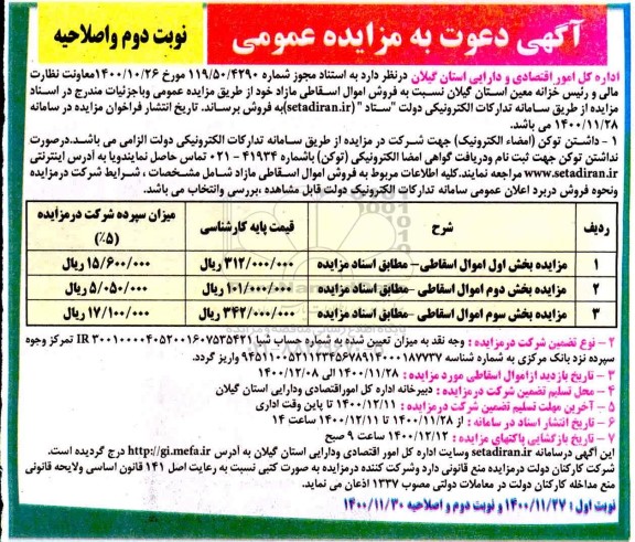 مزایده، مزایده عمومی فروش اموال اسقاطی مازاد 