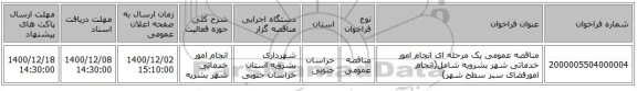 مناقصه عمومی یک مرحله ای انجام امور خدماتی شهر بشرویه شامل(انجام امورفضای سبز سطح شهر)