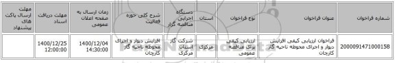 فراخوان ارزیابی کیفی افزایش دیوار و اجرای محوطه ناحیه گاز کارچان