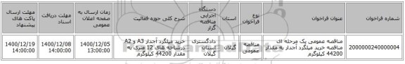 مناقصه عمومی یک مرحله ای مناقصه خرید میلگرد آجدار به مقدار 44200 کیلوگرم