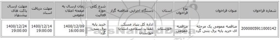 مناقصه عمومی یک مرحله ای خرید پایه برق بتنی گرد